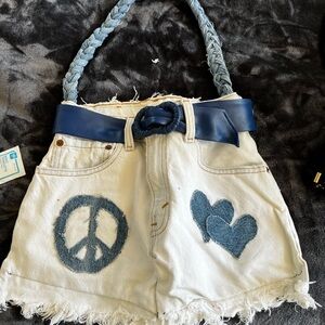 Blue and White Women's Denim Bag